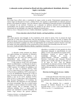 A educa&ccedil;&atilde;o escolar prisional no Brasil sob &oacute;tica multicultural
