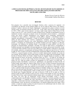 A educação escolar pública no sul do estado de Mato Grosso