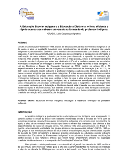 A Educação Escolar Indígena e a Educação a Distância - e