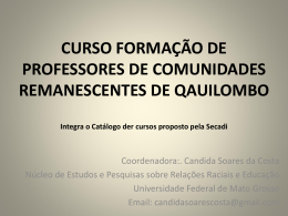 Profa. C&acirc;ndida Soares &ndash; Forma&ccedil;&atilde;o de Professores