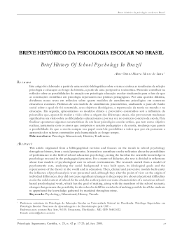 BREVE HIST&Oacute;RICO DA PSICOLOGIA ESCOLAR NO