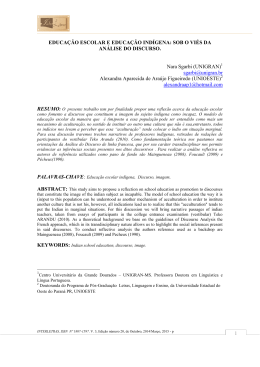1 EDUCAÇÃO ESCOLAR E EDUCAÇÃO INDÍGENA: SOB