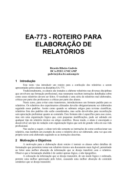 EA-773 - ROTEIRO PARA ELABORA&Ccedil;&Atilde;O DE RELAT&Oacute;RIOS