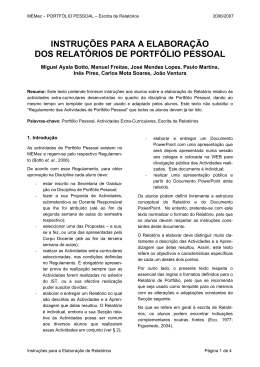 INSTRU&Ccedil;&Otilde;ES PARA A ELABORA&Ccedil;&Atilde;O DOS RELAT&Oacute;RIOS DE