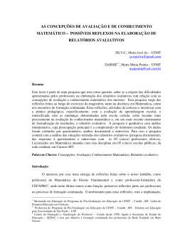 as concep&ccedil;&otilde;es de avalia&ccedil;&atilde;o e de conhecimento matem&aacute;tico