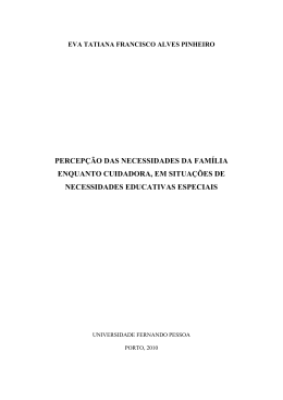 percepção das necessidades da família enquanto cuidadora, em