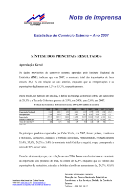 Nota de Imprensa Estatística do Comércio Externo – Ano 2007