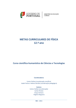 METAS CURRICULARES DE FÍSICA 12.º ano - Direção