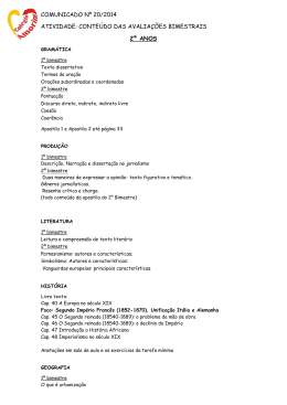conte&uacute;do das avalia&ccedil;&otilde;es bimestrais 2&ordm; anos