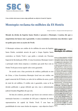 Montepio reclama 60 milhões da ES Hotéis