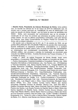 EDITAL N.&deg; 58/2015 - C&acirc;mara Municipal de Sintra