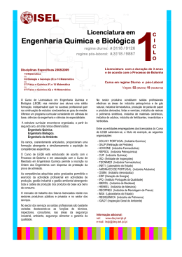 Licenciatura em Engenharia Qu&iacute;mica e Biol&oacute;gica