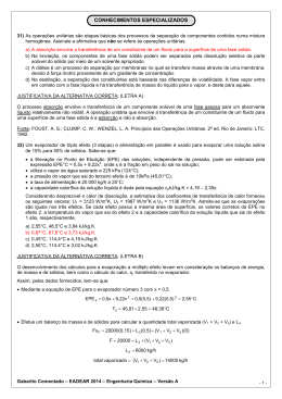 GABARITO COMENTADO - ENGENHARIA QU&Iacute;MICA