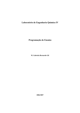 Laborat&oacute;rio de Engenharia Qu&iacute;mica IV Programa&ccedil;&atilde;o de Ensaios