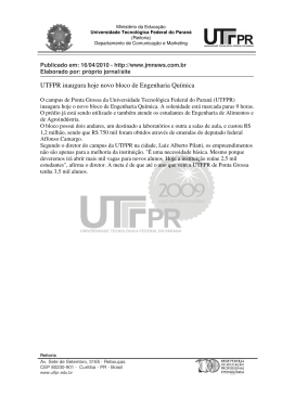 UTFPR inaugura hoje novo bloco de Engenharia Química