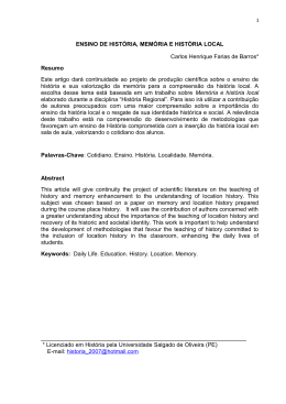 ENSINO DE HIST&Oacute;RIA, MEM&Oacute;RIA E HIST&Oacute;RIA LOCAL