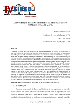 A CONTRIBUI&Ccedil;&Atilde;O DO ENSINO DE HIST&Oacute;RIA NA APRENDIZAGEM