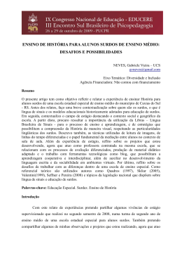 ENSINO DE HIST&Oacute;RIA PARA ALUNOS SURDOS DE