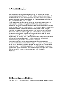 APRESENTA&Ccedil;&Atilde;O Bibliografia para Hist&oacute;ria