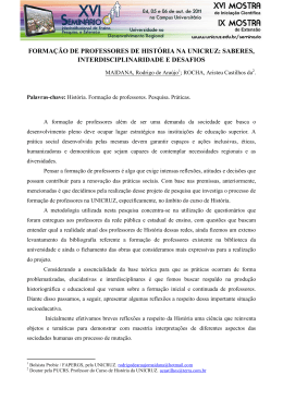 forma&ccedil;&atilde;o de professores de hist&oacute;ria na unicruz: saberes