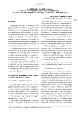 Fun&ccedil;&otilde;es dos munic&iacute;pios e dos corpos de bombeiros. Subs&iacute;dios para