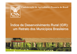 Índice de Desenvolvimento Rural (IDR): um Retrato dos Municípios
