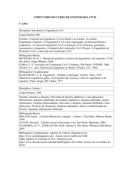 EMENT&Aacute;RIO DO CURSO DE ENGENHARIA CIVIL 1&ordm; ANO