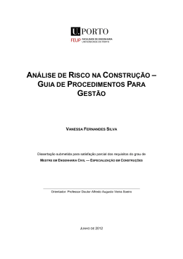 an&aacute;lise de risco na constru&ccedil;&atilde;o &ndash; guia de procedimentos para gest&atilde;o