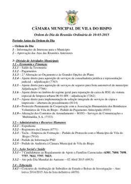 Ordem do Dia - C&acirc;mara Municipal Vila do Bispo
