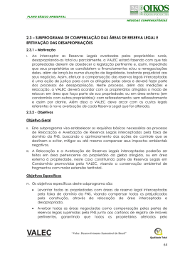 2.3 &ndash; SUBPROGRAMA DE COMPENSA&Ccedil;&Atilde;O DAS &Aacute;REAS