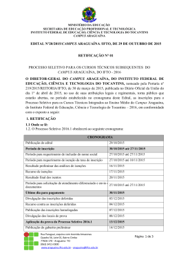 EDITAL Nº20/2015/CAMPUS ARAGUAÍNA /IFTO