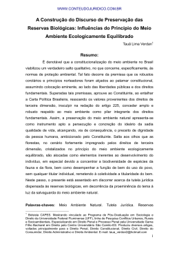 A Constru&ccedil;&atilde;o do Discurso de Preserva&ccedil;&atilde;o das Reservas Biol&oacute;gicas