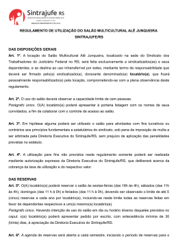 REGULAMENTO DE UTILIZAÇÃO DO SALÃO DA SEDE