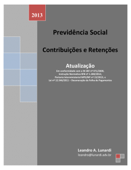 Previd&ecirc;ncia Social Contribui&ccedil;&otilde;es e Reten&ccedil;&otilde;es Atualiza&ccedil;&atilde;o