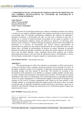 A TERCEIRIZA&Ccedil;&Atilde;O DA ATIVIDADE DE