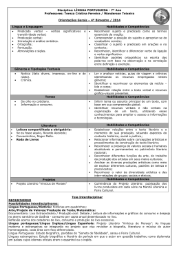 Disciplina: L&Iacute;NGUA PORTUGUESA - 7&ordm; Ano Professores: Tereza