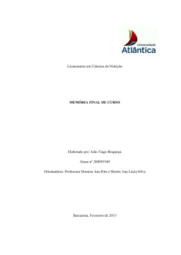 Licenciatura em Ciências da Nutrição MEMÓRIA FINAL DE CURSO