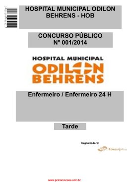 Enfermeiro / Enfermeiro 24 H CONCURSO PÚBLICO Nº 001/2014