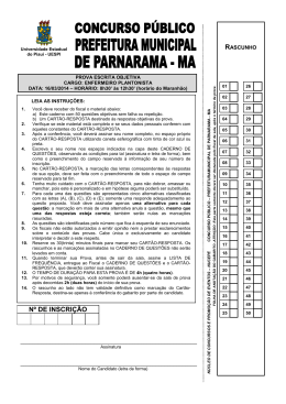 PROVA ENFERMEIRO PLANTONISTA - Nucepe