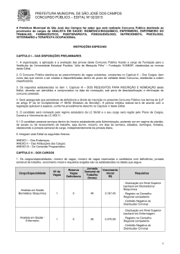 Edital - Prefeitura Municipal de S&atilde;o Jos&eacute; dos Campos
