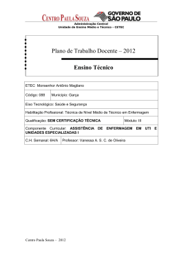 Plano de Trabalho Docente &ndash; 2012 Ensino T&eacute;cnico