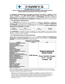 Edital Completo de Homologa&ccedil;&atilde;o das Inscri&ccedil;&otilde;es e Convoca&ccedil;&atilde;o