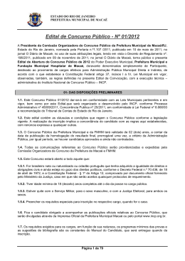 Edital / Manual do Candidato - INCP . Instituto Nacional de