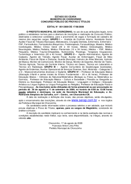ESTADO DO CEARA MUNIC&Iacute;PIO DE CHOROZINHO