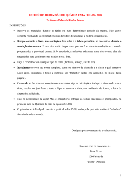 EXERC&Iacute;CIOS DE REVIS&Atilde;O DE QU&Iacute;MICA PARA F&Eacute;RIAS &ndash; 2009
