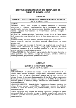 Ementas das disciplinas &ndash; Quimica UENF