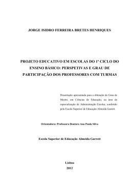 projeto educativo em escolas do 1&ordm; ciclo do ensino b&aacute;sico
