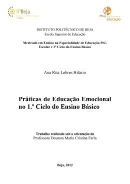 Pr&aacute;ticas de Educa&ccedil;&atilde;o Emocional no 1.&ordm; Ciclo do Ensino B&aacute;sico