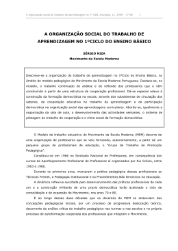 a organiza&ccedil;&atilde;o social do trabalho de aprendizagem no 1&ordm;ciclo do