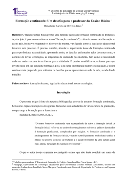 Forma&ccedil;&atilde;o continuada: um desafio para o professor do Ensino B&aacute;sico